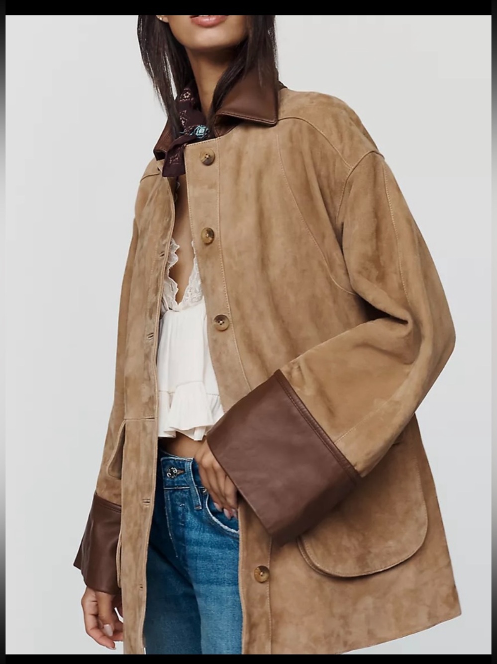 Pilcro Adelaide Suede Barn Jacket Two-Tone Tan Suede Jacket. Price firm.